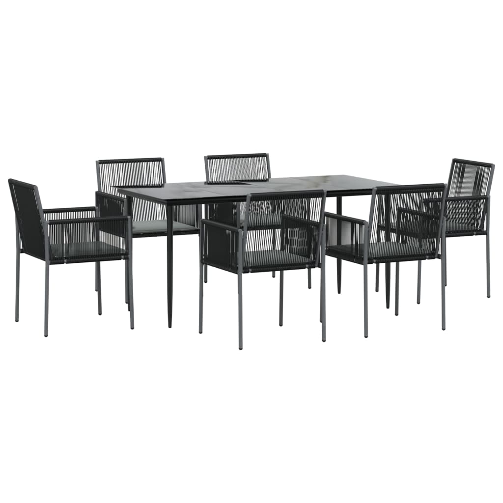 vidaXL Patio Dining Set Table and Chair with Cushions Poly Rattan and Steel-0