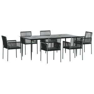 vidaXL Patio Dining Set Table and Chair with Cushions Poly Rattan and Steel-62