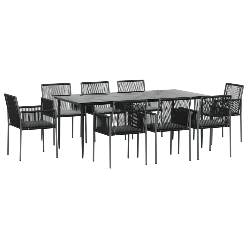 vidaXL Patio Dining Set Table and Chair with Cushions Poly Rattan and Steel-53