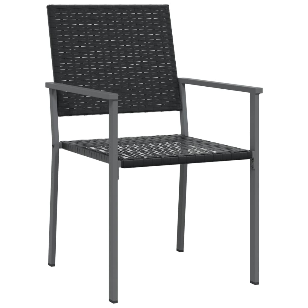 vidaXL Patio Chairs 4 pcs Black 21.3"x24.6"x35" Poly Rattan-2