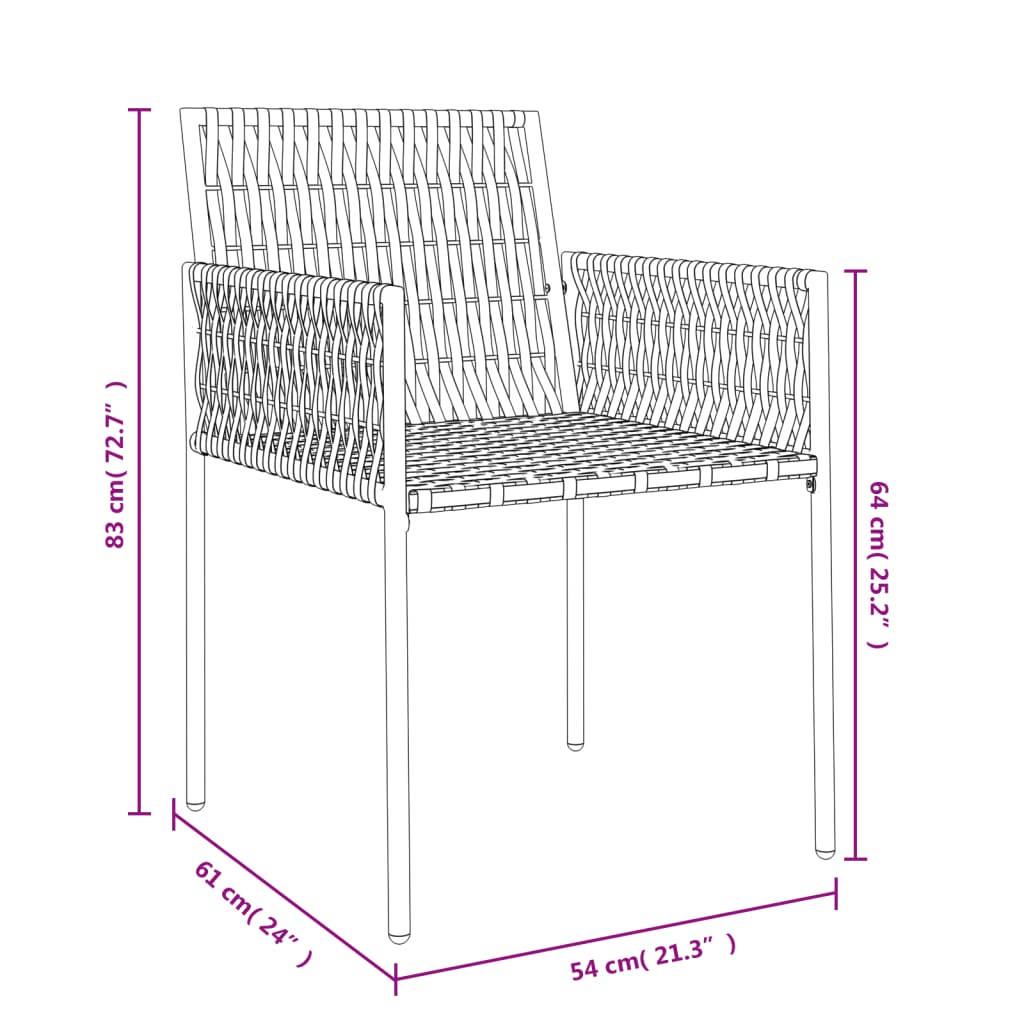 vidaXL Patio Chair Outdoor Lawn Chair with Cushions Patio Set Poly Rattan-38