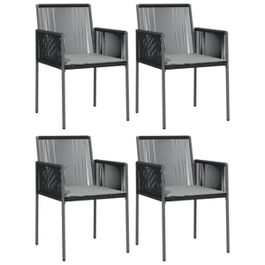 vidaXL Patio Chair Outdoor Chair with Cushions Patio Set Black Poly Rattan-5