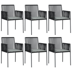 vidaXL Patio Chair Outdoor Chair with Cushions Patio Set Black Poly Rattan-6