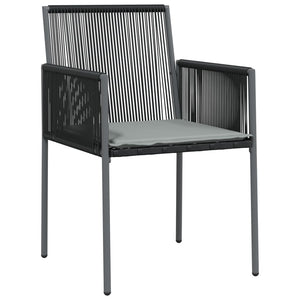 vidaXL Patio Chair Outdoor Chair with Cushions Patio Set Black Poly Rattan-15