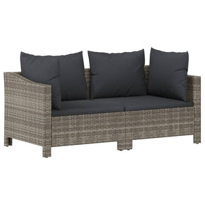 vidaXL 3 Piece Patio Lounge Set with Cushions Gray Poly Rattan-13