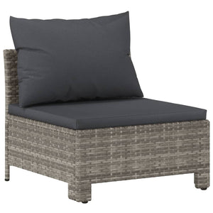 vidaXL 3 Piece Patio Lounge Set with Cushions Gray Poly Rattan-15