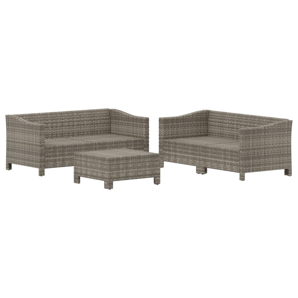 vidaXL 5 Piece Patio Lounge Set with Cushions Gray Poly Rattan-28