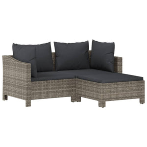 vidaXL 5 Piece Patio Lounge Set with Cushions Gray Poly Rattan-38