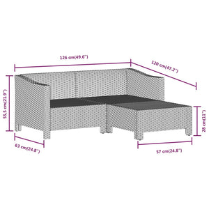 vidaXL 5 Piece Patio Lounge Set with Cushions Gray Poly Rattan-47