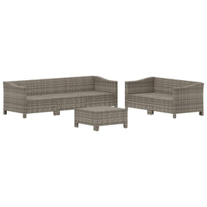 vidaXL 5 Piece Patio Lounge Set with Cushions Gray Poly Rattan-27