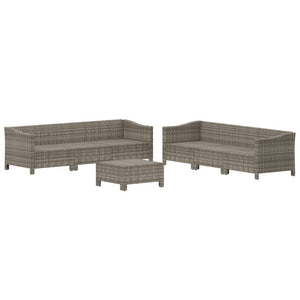 vidaXL 5 Piece Patio Lounge Set with Cushions Gray Poly Rattan-26