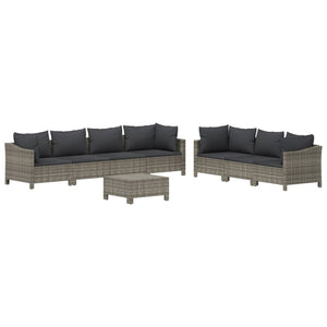 vidaXL 5 Piece Patio Lounge Set with Cushions Gray Poly Rattan-15