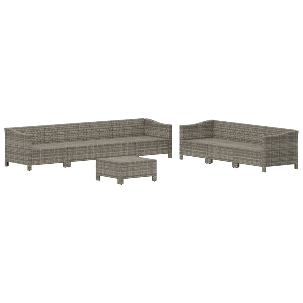 vidaXL 5 Piece Patio Lounge Set with Cushions Gray Poly Rattan-20