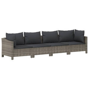 vidaXL 5 Piece Patio Lounge Set with Cushions Gray Poly Rattan-30