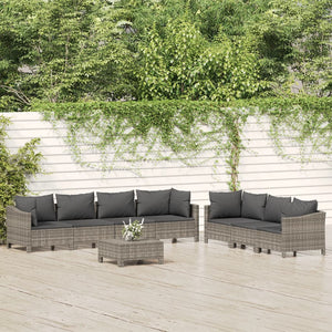 vidaXL 5 Piece Patio Lounge Set with Cushions Gray Poly Rattan-5