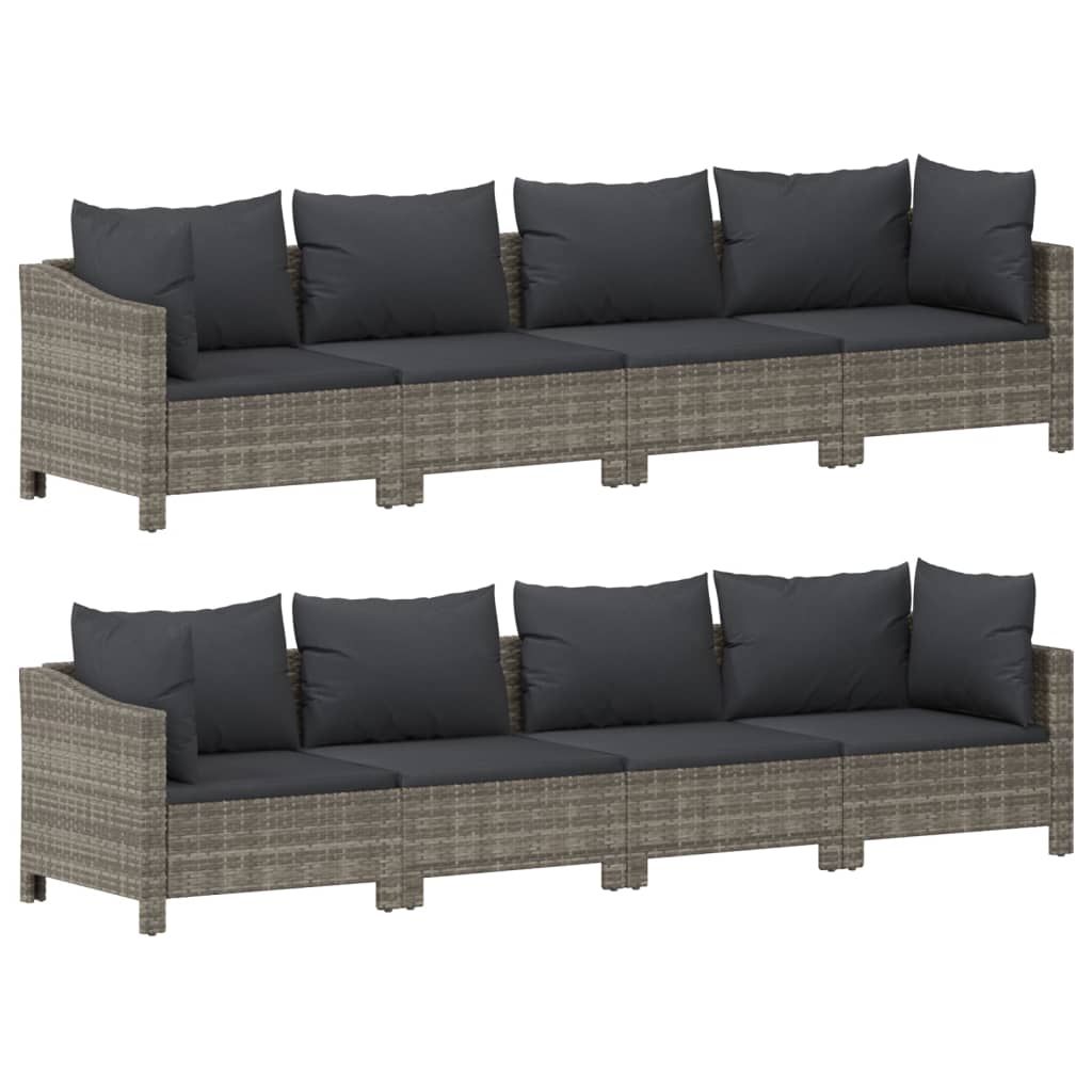 vidaXL 5 Piece Patio Lounge Set with Cushions Gray Poly Rattan-24