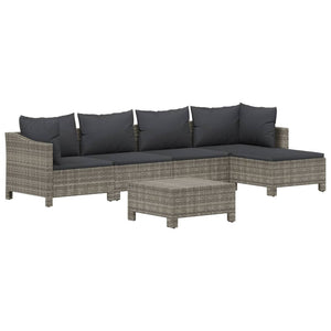 vidaXL 4 Piece Patio Lounge Set with Cushions Gray Poly Rattan-3