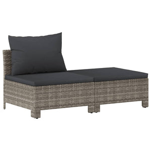 vidaXL 6 Piece Patio Lounge Set with Cushions Gray Poly Rattan-15