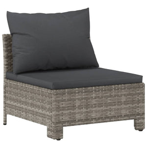 vidaXL 6 Piece Patio Lounge Set with Cushions Gray Poly Rattan-16