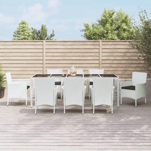 vidaXL Patio Dining Set with Cushions Outdoor Furniture White Poly Rattan-6