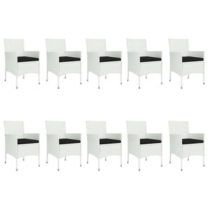 vidaXL Patio Dining Set with Cushions Outdoor Furniture White Poly Rattan-11