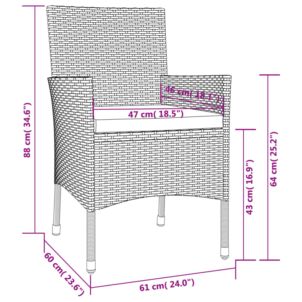 vidaXL Patio Dining Set with Cushions Outdoor Furniture White Poly Rattan-7