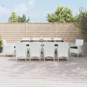 vidaXL Patio Dining Set with Cushions Outdoor Furniture White Poly Rattan-5