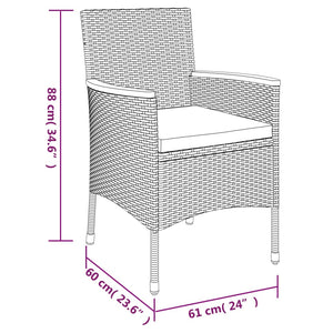 vidaXL Patio Dining Set with Cushions Outdoor Furniture Black Poly Rattan-14