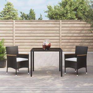 vidaXL Patio Dining Set with Cushions Outdoor Furniture Black Poly Rattan-10