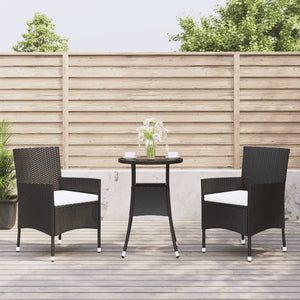 vidaXL Patio Bistro Set with Cushions Outdoor Wicker Furniture Poly Rattan-60