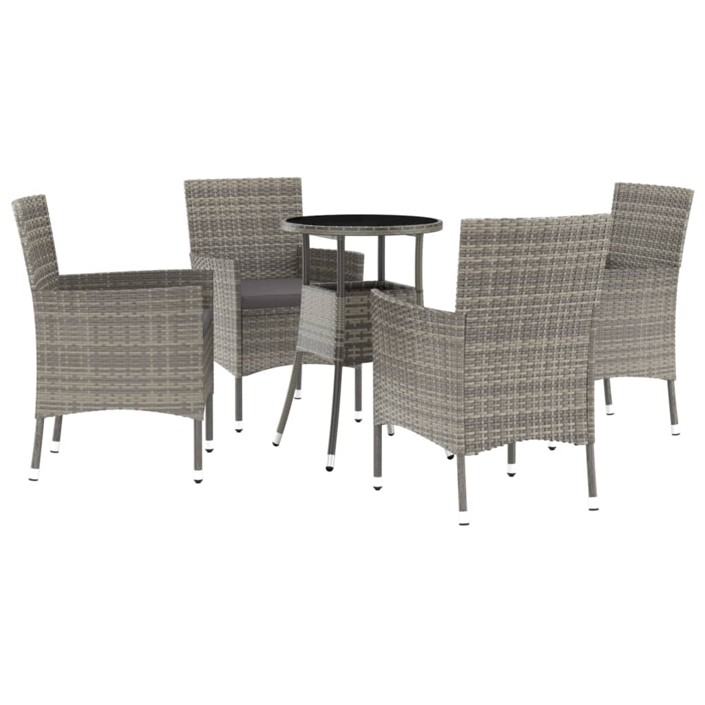 vidaXL Patio Bistro Set with Cushions Outdoor Wicker Furniture Poly Rattan-21