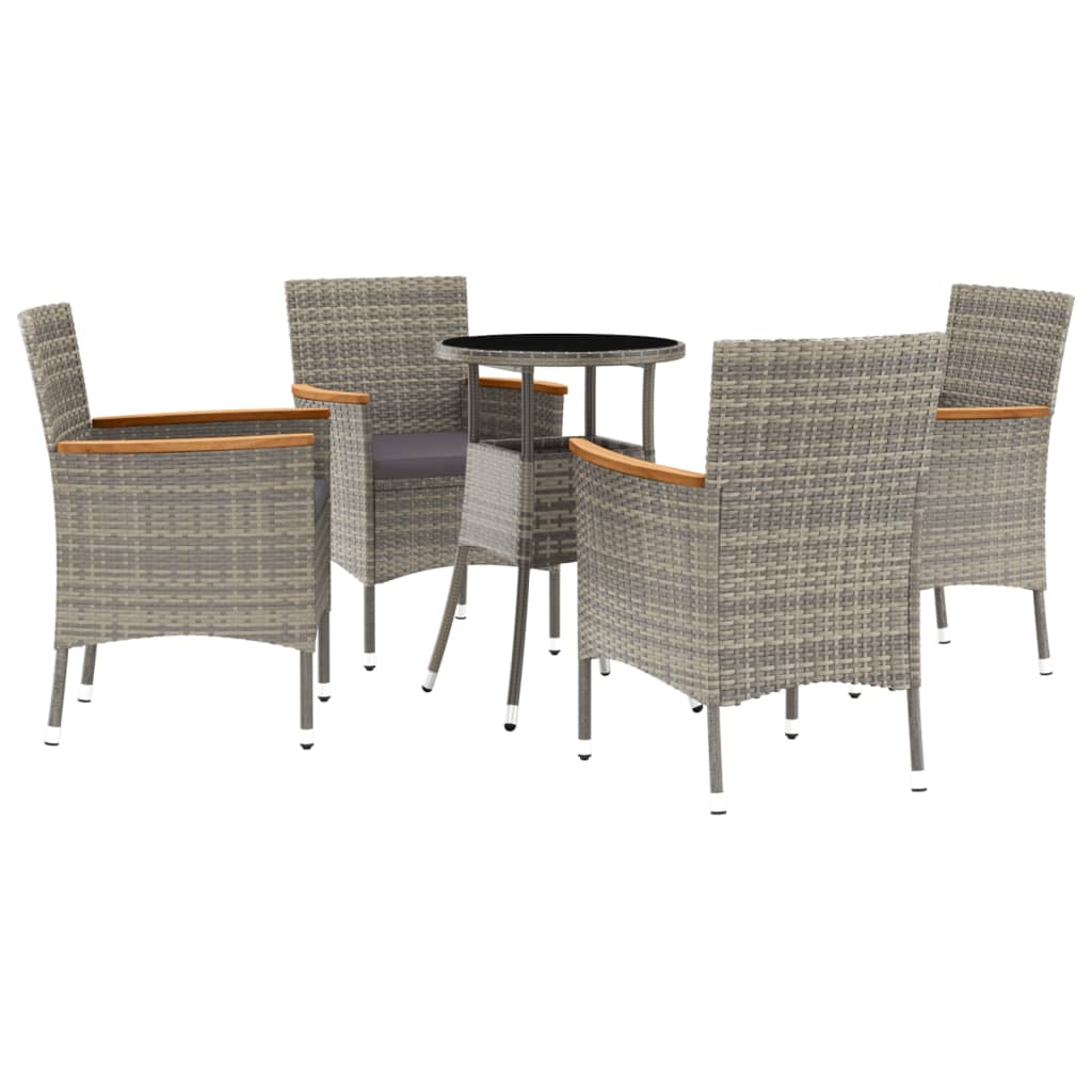 vidaXL Patio Bistro Set with Cushions Outdoor Wicker Furniture Poly Rattan-35