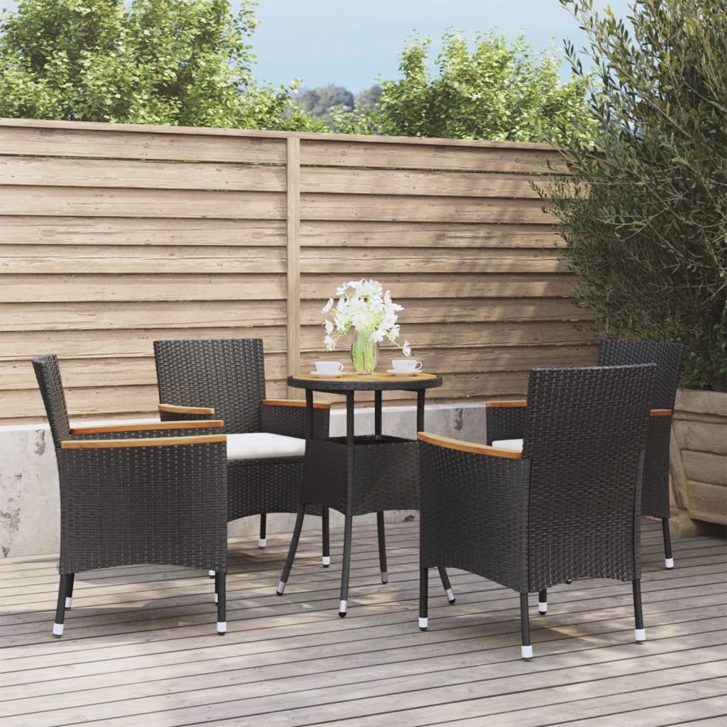 vidaXL Patio Bistro Set with Cushions Outdoor Wicker Furniture Poly Rattan-6