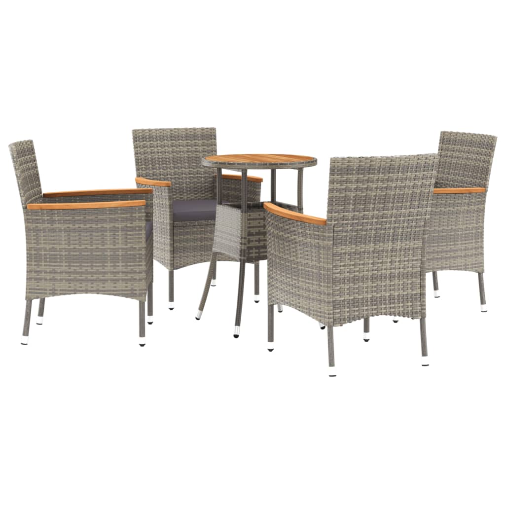 vidaXL Patio Bistro Set with Cushions Outdoor Wicker Furniture Poly Rattan-10
