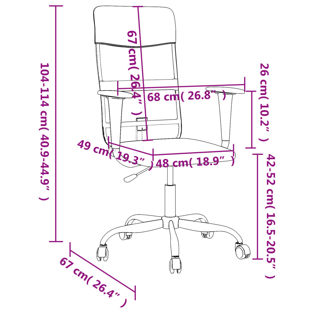 vidaXL Office Chair Rolling Office Computer Desk Chair with Armrest Fabric-11