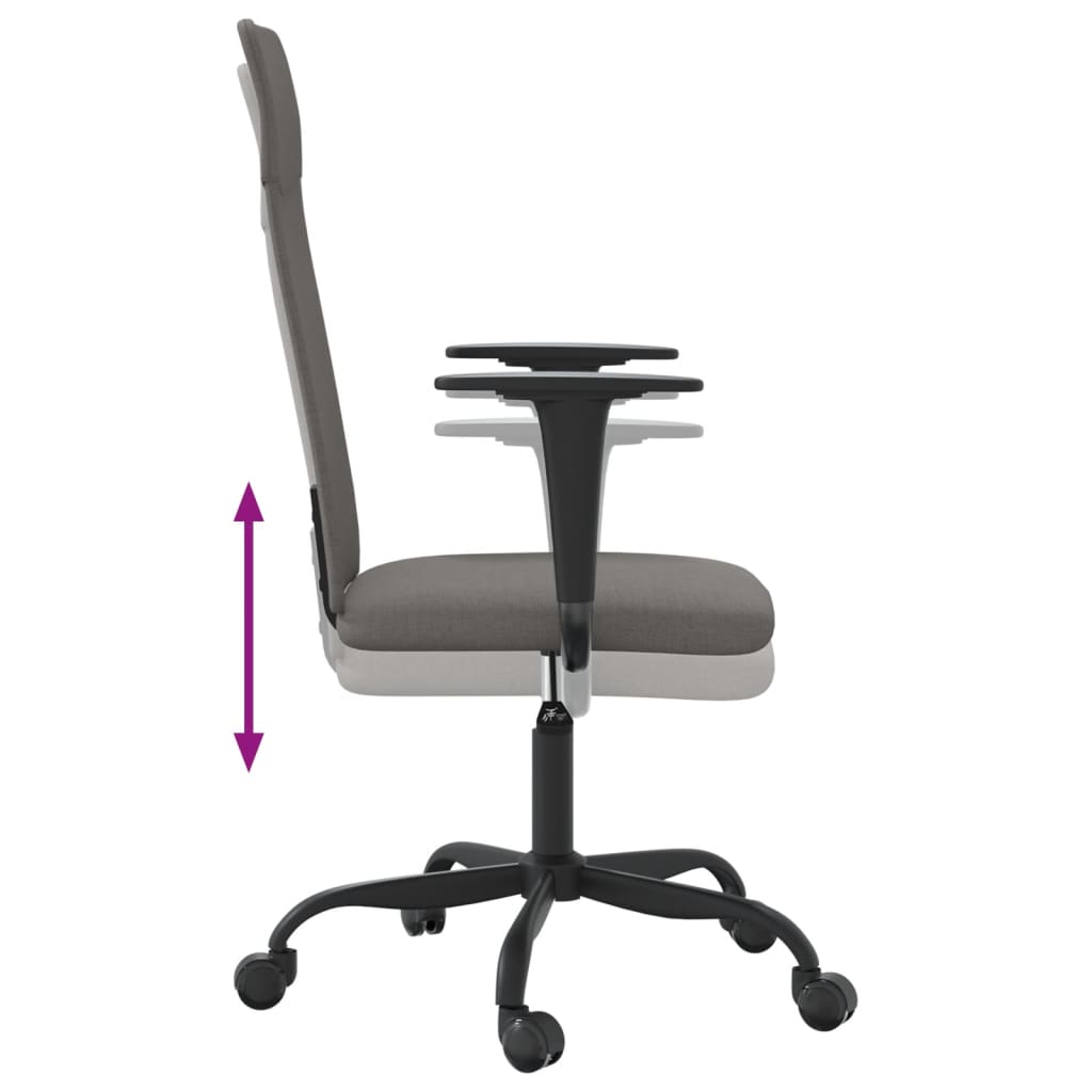 vidaXL Office Chair Rolling Office Computer Desk Chair with Armrest Fabric-12