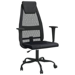 vidaXL Office Chair Rolling Computer Desk Chair Mesh Fabric and Faux Leather-2