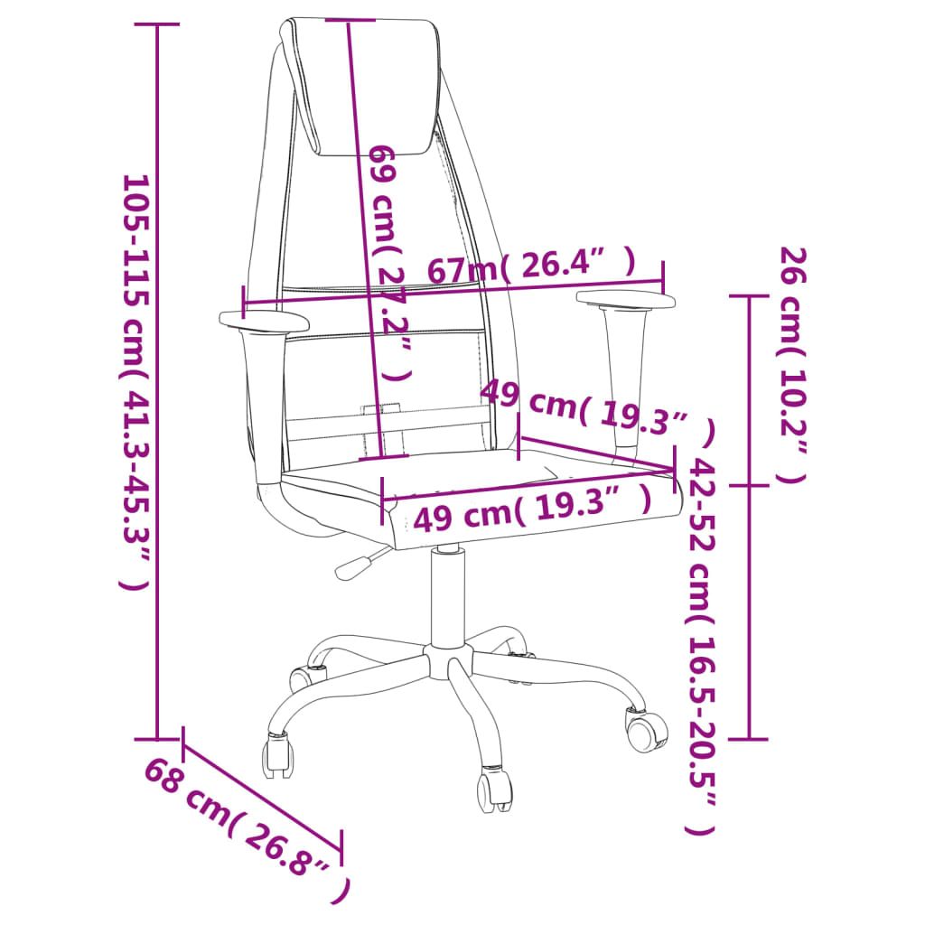 vidaXL Office Chair Rolling Computer Desk Chair Mesh Fabric and Faux Leather-11