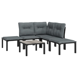 vidaXL Patio Lounge Set Outdoor Patio Furniture Black and Gray Poly Rattan-17