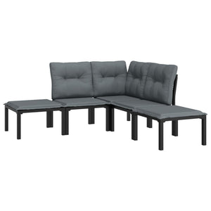 vidaXL Patio Lounge Set Outdoor Patio Furniture Black and Gray Poly Rattan-1