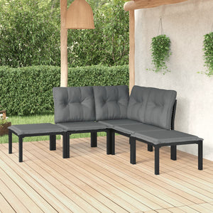 vidaXL Patio Lounge Set Outdoor Patio Furniture Black and Gray Poly Rattan-3