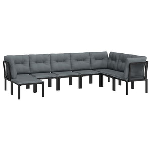 vidaXL Patio Furniture Set Outdoor Sectional Sofa Black and Gray Poly Rattan-1