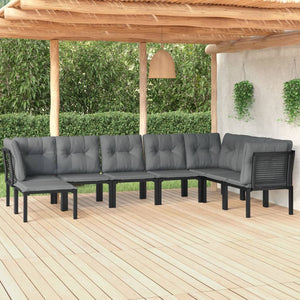 vidaXL Patio Furniture Set Outdoor Sectional Sofa Black and Gray Poly Rattan-3