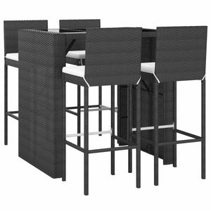 vidaXL Patio Bar Set Outdoor Table and Chair Set with Cushions Poly Rattan-1