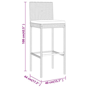 vidaXL Patio Bar Set Outdoor Table and Chair Set with Cushions Poly Rattan-43