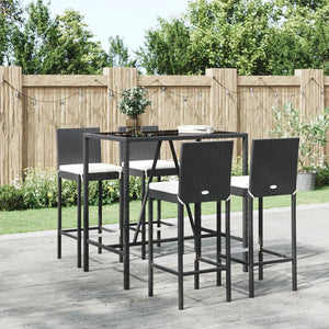 vidaXL Patio Bar Set Outdoor Table and Chair Set with Cushions Poly Rattan-30