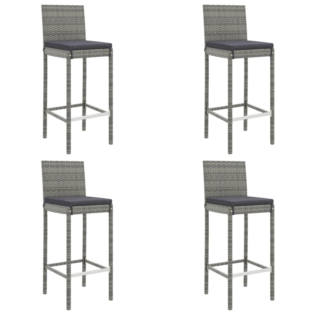 vidaXL Patio Bar Set Outdoor Table and Chair Set with Cushions Poly Rattan-32