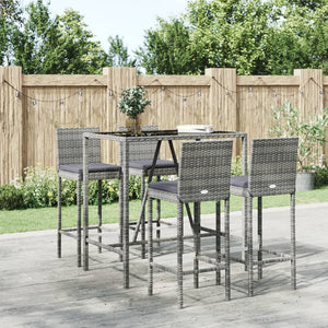 vidaXL Patio Bar Set Outdoor Table and Chair Set with Cushions Poly Rattan-31