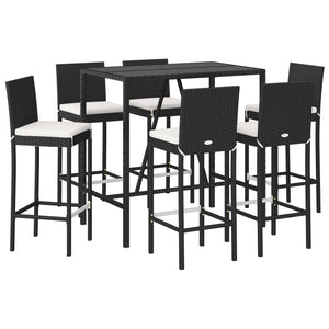 vidaXL Patio Bar Set Outdoor Table and Chair Set with Cushions Poly Rattan-36