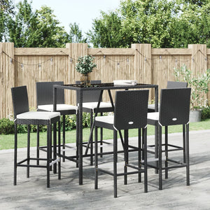 vidaXL Patio Bar Set Outdoor Table and Chair Set with Cushions Poly Rattan-42